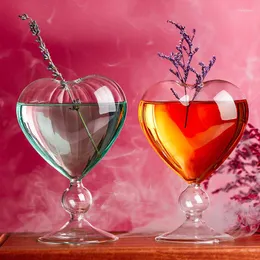 와인 안경 투명한 심장 모양의 유리 홈 파티 장식 용수 러브 컵 테이블웨어 인스 스타일 창조적 인 밀짚 컵 바 주방