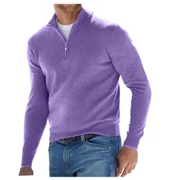 Suéteres masculinos pullover masculino outono grosso malha quente sólida manga longa com gola alta de gola alta lã de lã de inverno casaco de inverno 230811