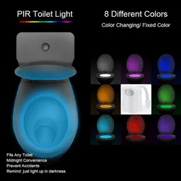 8 цветов водонепроницаемые туалетные лампы Светодиодный датчик движения WC Light Luminaria Batellight Smart PIR Decor Decor Night Light для ванной HKD230824