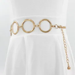 Cintos encantadores de vestido damas Decoração geométrica Big Circle Circle Chaist Chain Metal