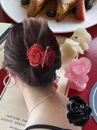 韓国のロマンチックなバラの花の髪の爪カラフルなフローラルミニヘアクリップヴィンテージスイートヘッドウェア2023新しいヘアアクセサリー