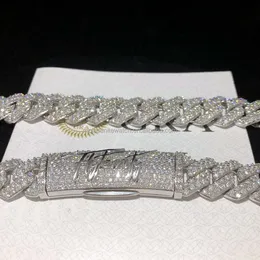 Anpassad lås VVS Diamond Moissanite kubansk halsband Sier Gra Iced Out Hip Hop Miami Cuban Link Chain Men smycken