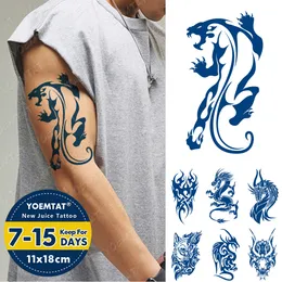 Temporary Tattoos Juice Ink Body Art Lasting Waterproof Tattoo Sticker Totem Leopard Dragon Wolf Tatoo Arm Fake Flame Tatto Men 230812