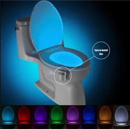 Smart Pir Motion Sensor Banheiro Seat Night Light 8/16 Cores Backlight à prova d'água para o vaso sanitário lâmpada LED WC Luz do banheiro HKD230812