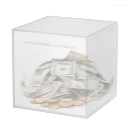 Butelki do przechowywania Piggy Bank Pomaluj własne pudełko pieniężne na prezent gotówkowy Jar i monety nieotwarte akrylowe oszczędzanie oszczędności