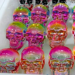 Other Event Party Supplies 7-8cm 1pc Natural crystals quartz mineral AURA color skull crystal carving home decoration Halloween DIY ornament 230812