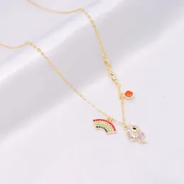 Designer Rovski luxury top jewelry accessories Simple Rainbow Unicorn Necklace Pendant Bracelet Fantasy Girl Cute and Lively Personality Collar Chain Jewelry