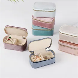 Cosmetic Bags Cases Mini Jewelry Organizer Display Travel Jewelry Zipper Case Boxes Earrings Necklace Ring Portable Jewelry Box Velvet Storage Box 230811