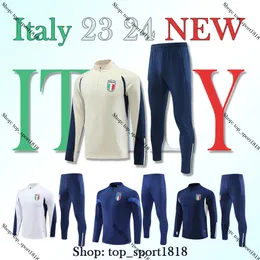 2023 24 ملابس رياضية إيطالية نصف سستة سترة التدريب ارتداء كرة القدم 2023 2024 الرجال الإيطاليون على كرة القدم الرياضية مجموعة التتبع S-2XL AA