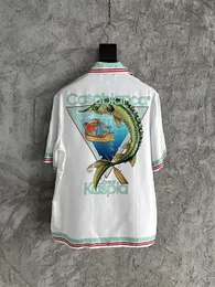 Casablanc 24SS New Designer Silk Shirt Fashion Sailing Caviar Shirt Stamping Beach Shirt Hawaii Shirt sciolto camicia t-shirt di lusso di alta qualità ccasablanca