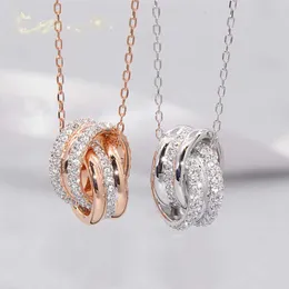 Designer Rovski Top Luxury Accessori Diamond Simple Double Rings for Transportation Necklace Collar Chain Female Female Micro Intarsia