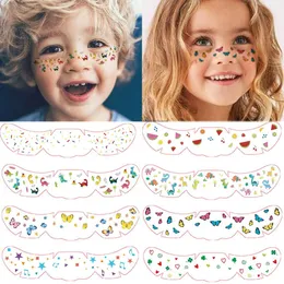 Temporäre Tattoos Gesicht für Kinder Cartoon Schmetterling Frucht Dinosaurier Sommersprossen Tattoo Aufkleber für Mädchen Jungen Make -up -Party 230812