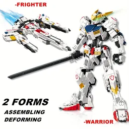 كتل الروبوتات Gundam Barbatos Model Builds 2 في 1 تشوهات الروبوت أرقام MOC مركبة الفضاء الفضائية التقنية ألعاب ألعاب السلاح 230811