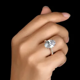 2024 Funkelnder Moissanit-Karat-Ovalring Gold Sier Qualit Diamond s Schmuck Weiß 2,5 Farbe Zirkon Hochzeit Hoch für Ringe Frauen
