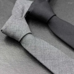 Bow Ties Fashion Casual Högkvalitativ ull smal slips Mäns klänning Business Work Studenter England Wedding Black Grey 5,5 cm slips presentförpackning