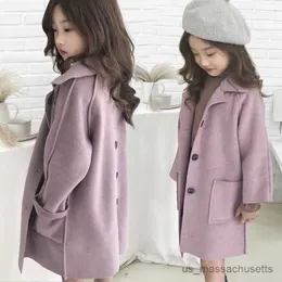 Giacche da ragazze con giacca di lana giacca in cotone over -coat 2023 bellezza calda addensare inverno adolescenti abbigliamento per bambini r230812