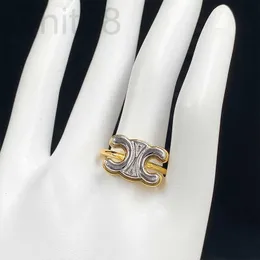 Band Rings Designer Saijia Light Luxury Triumphal Arch Gold Silver Contrast Contrast Ring Women's Copper Batilhado 18K Simple Temperamento DVQR