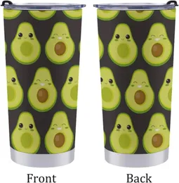 Tumbler Avocado Bilder 20oz Tumbler Edelstahl Isoliertes Auto Kaffeetasse mit Deckel langlebiger Tasse für das tägliche Lebensreisebüro