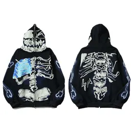 Designer masculino Hoodie Halloween Hip Hop Retro Squeleto Mens Rua Desgas