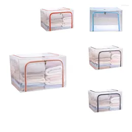 Kleidung Aufbewahrung Stoff Kleidung Stahl Rahmen transparent Box Faltbares Bett Blankdecke Kissen Schuhregalbehälter C.