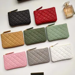 Topp Luxury Designer Caviar Coin Purse äkta läder mini blixtlås plånbok man kvinna klassisk c rese dokument pass kredit id korthållare väska gåva med låda