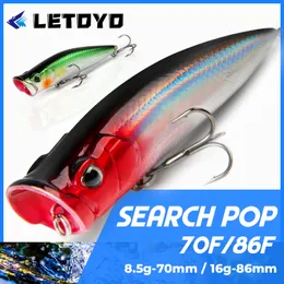 الطعوم السحر بيرو العائم سحر الصيد 8.5g 16g الغزل الطعم الاصطناعي Topwater Poppers Fishing Lure باس باس بيرش أسود مينو wobbler 230812