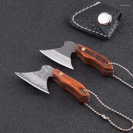 Keychains 13 스타일 휴대용 미니 나무 핸들 도끼 나이프 나이프 키 체인 창조적 인 포켓 도구 야외 작은 커터 도구 가방 장식 반지