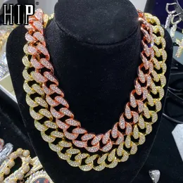 Hip Hop 1set 20mm 20 mm Icegura Rhinestones pavimentados Miami Curb Chain Bling Rapper colares para jóias homens