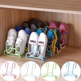 Storage Boxes Bins 10Pcs Creative Children Shoe Rack 2 IN 1 Kid Shoes Stand Hang Shelf Drying Hanger Save Space Organizer Home 230812