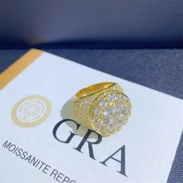 Anpassade lyxiga smycken VVS Moissanite Diamond Ring Bling Iced Out Ring Flower Style Class Ring for Men