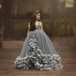 فساتين فتاة عتيقة Tulle Lace Scal Sling Princess Flower Dress Fress First Complenion Wedding Dance Party Dream Kids Gift