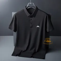 Herrpolos J Lindeberg Golf Shirt for Men mode Casual Short Sleeve Summer Ice Silk Breattable Polo T Shirt Sports Golf Tops 230812