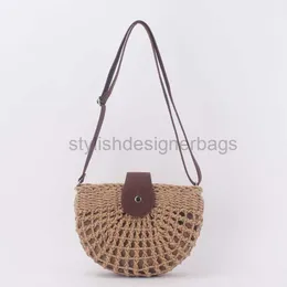 Strandsäckar 2023 Japan och Sydkorea Beach Single Shoulder Crossbody Hollow Hand Woven Vine Grass Woven Bag For WomenStylishdesignerbags