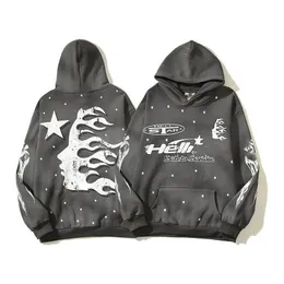 Hellstar Hoodie Designer Hoodies Erkek Hoodie Moda Lüks Erkekler Hoodies Pullover Yüksek Kalite Hellstar Mavi Baskı Uzun Kollu Sokak Hip-Hop Giyim Y2