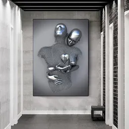 Obrazy metalowa figura posąg płótna malowanie romantycznych abstrakcyjnych plakatów grafiki ścienne zdjęcia nowoczesne dekoracje salonu do domu 230812