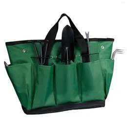 Сумки для хранения садовая сумка для садовой сумки для инструментов с тяжелыми наборами инструментов для холста органайзер с карманами для внутренних открытых растений зеленые