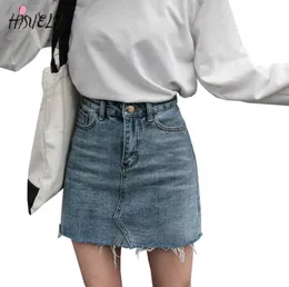 New Arrival Summer Fashion High Waist Skirts Womens Pockets Button Denim Female Saias All-matched Casual Jeans