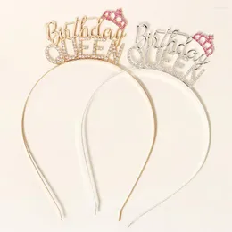 Cabeças de cabeceiras brilhantes letras em inglês letras feliz aniversário fã para mulheres liga de zinco para festas jóias acessórios de cabelo