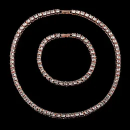 Designer jewelry European and American hip-hop single row diamond designer necklace full diamond tennis chain men and women's trendy street collarbone chain