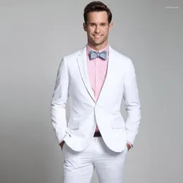 Abiti da uomo maschile da uomo smozio bianco da sposa da sposa 2pocchi (pantaloni giacca) 2023 abiti da sposa costume homme slim terno maschilino