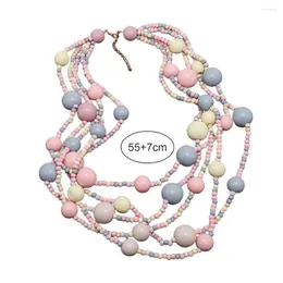 Chains Party Necklace Attractive Accessory Charm Multicolored Wood Beaded Layered Accessories