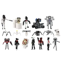 Dekorativa föremål Figurer 15st Set Skibidi Toalett Audio Man and Camera Titan Building Blocks Toys Diy Bricks For Kid Birthday Christmas Gift 230812