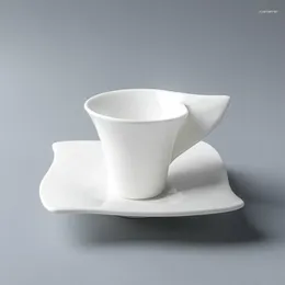 Tazze piattini puro onda bianca espresso abito a tazza semplice tazza di caffè in ceramica e set di piattino Love angolo ufficio pomeriggio latte americano tacella