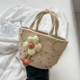Beach Bags Woven bag for women with rural style cotton handbag internet celebrity commuting snacks cosmetics storage bag and hand giftstylishdesignerbags