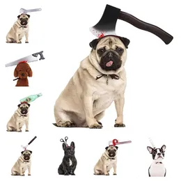Hundkläder Funny Halloween Dog Costume Hat Cosplay Puppy Cat Pet Bottle Scissor Hammer Spann Hjälm Cap för små hundar Pet Accessoires 230812
