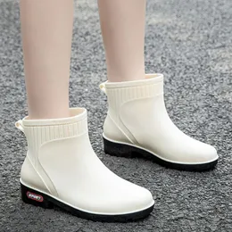 Rain Boots Water Boots Woman Rain Ankle Rubber Shoes Women Work Garden Galoshes Waterproof Rainboots Botas De Lluvia Mujer 230812