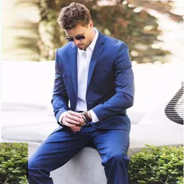 Мужские костюмы Royal Blue Formal Men Business Wedding Tuxedos Groom Wear Terno 2 кусочки (брюки для куртки)