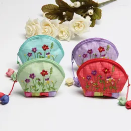 Gift Wrap Latest Embroidered Flower Zip Bag Craft Cloth Small Christmas Women Cute Coin Purses Wedding Party Favor Bags 1pcs