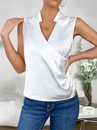 Frauen Tanks sexy v Hals ärmellose Hemd Blouse Büro Dame Frühling Sommer Mode elegante solide Weste -Shirts für Frauen 2023 Frauen Tops