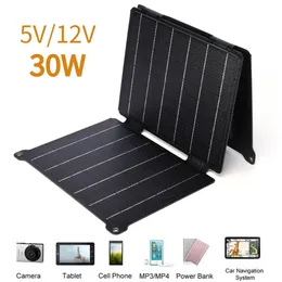 Other Electronics 5V12V Foldable Solar Panel with Carabiner Waterproof 30W Emergency Dual USB DC Ports ETFE Scratchproof for Outdoor 230812